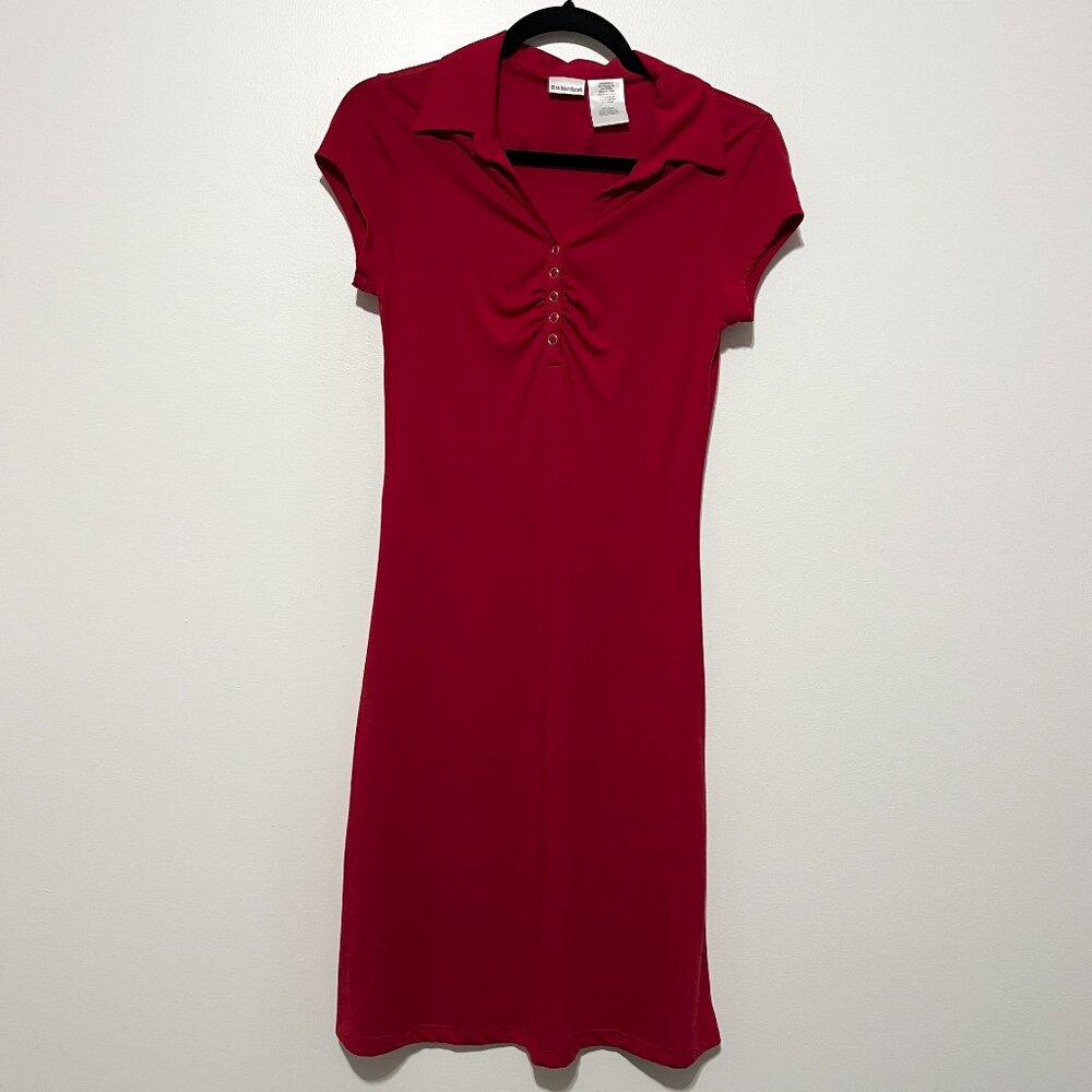 Juniors Y2K Polo Dress M Red Preppy 2000s Ruched Twee Tennis No Boundaries